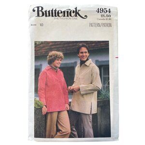 Vintage Butterick 4954 Sewing Pattern Size 10 Misses Top Semi Fitted Retro UNCUT